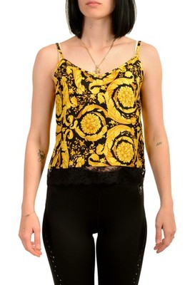 Versace Women's Barocco Print Top Silk Underwear Blouse Versace Sz 1 US XS IT 38