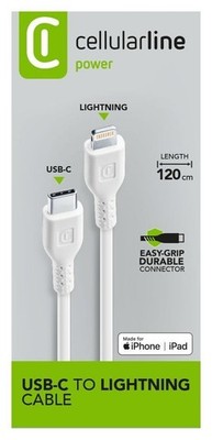 Cellular Line Power Cable Lightning auf USB C bis 30 W 1,2 m  Weiß