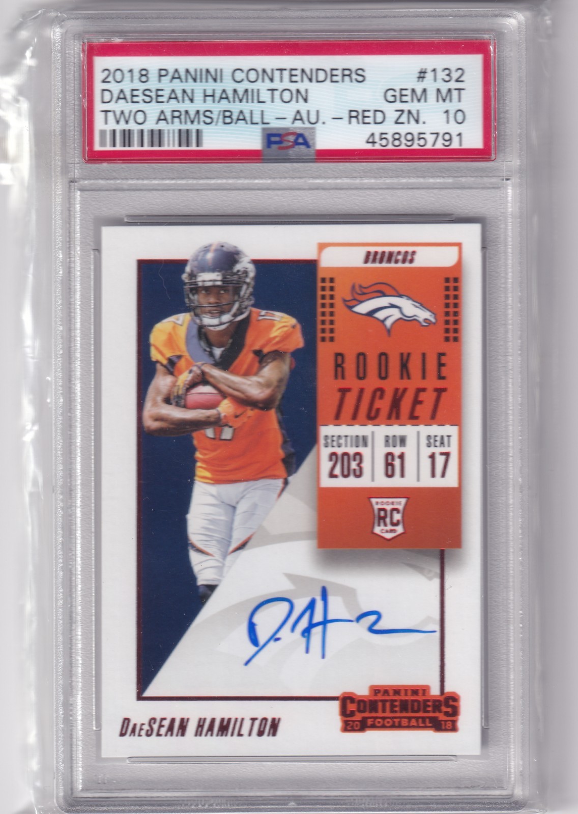 DaeSean Hamilton Panini Contenders #132 Variation-Autograph-Red Zone