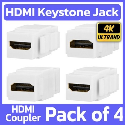 4 Pack HDMI Keystone Jack Wall Plate Female Coupler Face Plate Snap-In Insert