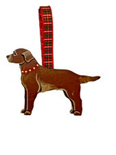 Cute Chocolate Lab Dog Xmas Ornament Hand Painted By Dandy Design Made In USA