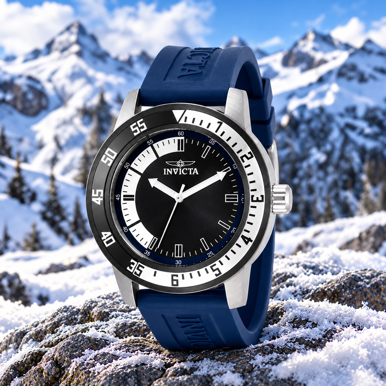 Invicta Specialty Compass Men's 45mm Black Dial Blue Silicone Watch 34013 New