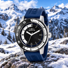 Invicta Specialty Compass Men's 45mm Black Dial Blue Silicone Watch 34013 New