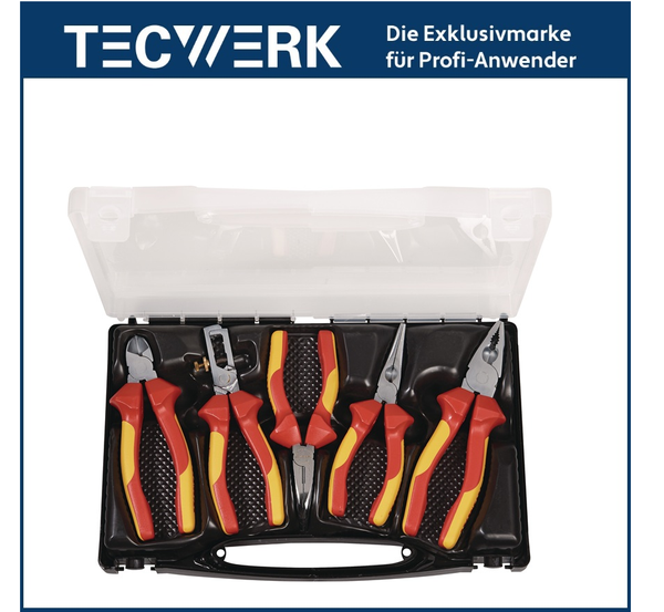 Tecwerk Zangensatz Inhalt 5 Teilig Vde Isoliert Verchromt Im Kunststoffkoffer-image