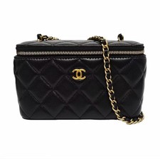 Chanel Vanity Case Box Black Lambskin Gold Adjustable Ball Chain [Duties Paid]