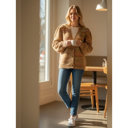 LoveShackFancy Wilford Boyfriend Cardigan Sweater Womens XS in Harvest Oat