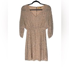 Alice + Olivia 100% Silk Olympia Sequin Beaded Mini Dress Small Cocktail Party