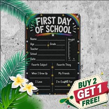 Reusable Chalkboard First Day Of School Metal Sign Kids Photo Prop Decor