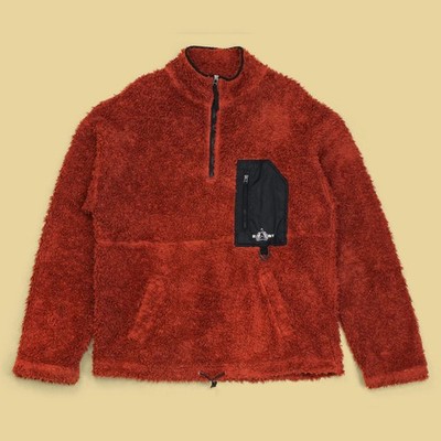 18 East Terracotta Echo 100% Cotton Sherpa Fleece Quarter Zip Jacket L Eighteen