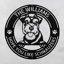 Personalized Schnauzer Dog Metal Sign Custom Decor for Home or Pet Lovers Gifts