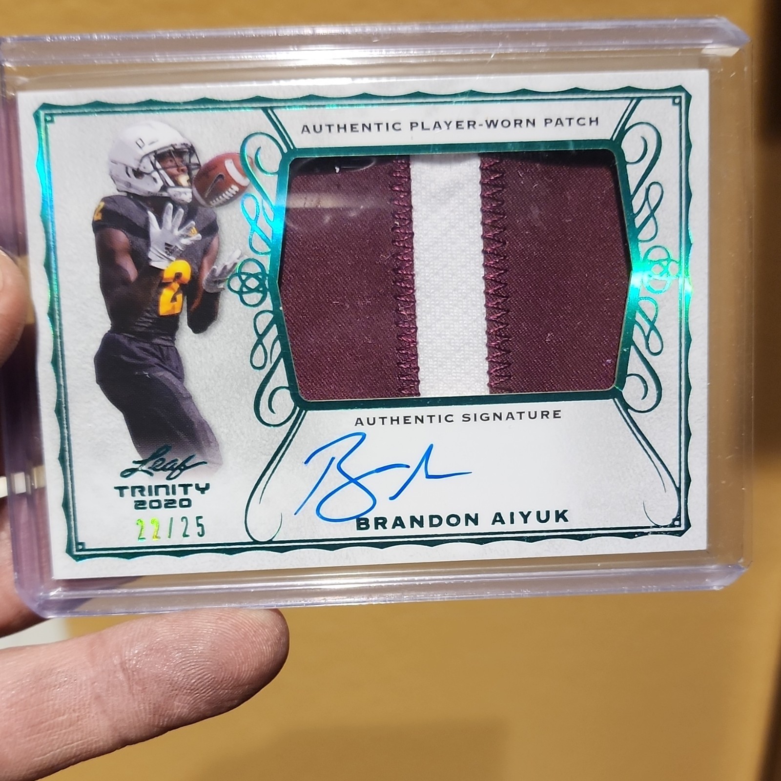 Brandon Aiyuk Leaf Trinity Patch Auto #PABA1 Green