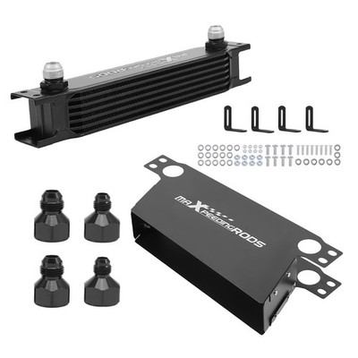 7-Reihen Ölkühler Universal Kit Aluminium AN-10 Anschluss 3mm Eckstreben Set