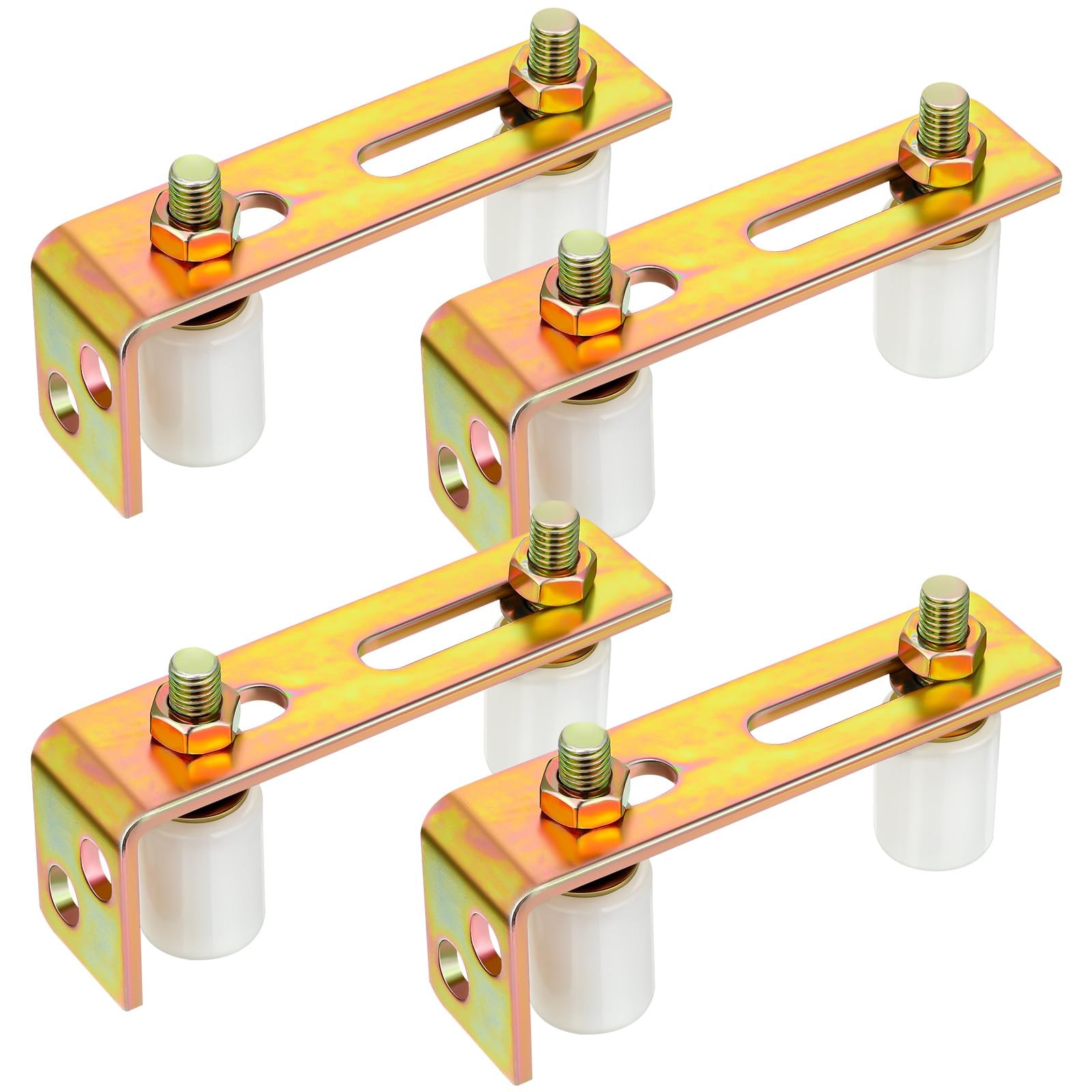 MorningRo 4 Pack Slide Gate Guide Roller Adjustable Dual Nylon Rollers with L