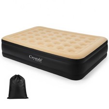 Image of Double Inflatable Raised Air Bed Mattress with Built-In Electric Pump Airbed