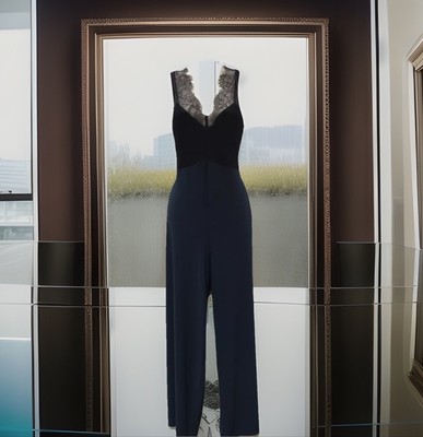 New NEXT Size 18 Petite Teal Blue Black Lace Trimmed Open Back