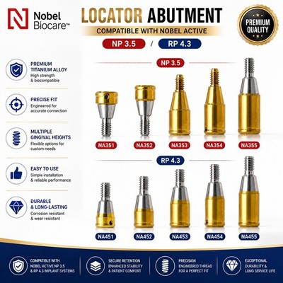 US Dental ZEST Locator Tapered Abutment Nobel Active NP & RP Conical Connection
