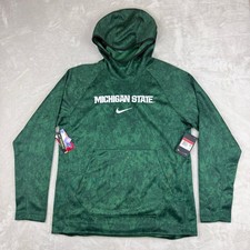 Nike Michigan State Spartans Hoodie Men L Green Dri-Fit Performance AOP NWT 65