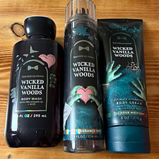 Bath  Body Works Wicked Vanilla Woods 3pc Set Wash 10oz Mist 8oz Cream 8oz 2025