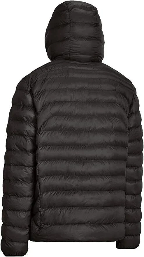 带标签 Polo Ralph Lauren 男式黑色红色 Puffer 连帽夹克水 Re G1N — 第 3/4 张图片