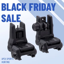 NEW Gen III Flip Up Sights Front & Rear Black Polymer 20mm Picatinny Mount