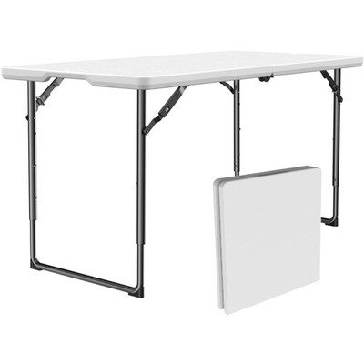 4ft Folding Table with Adjustable Height, Heavy Duty Fold-in-Half Plastic Tab...