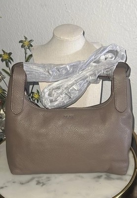 DKNY Wes Crossbody Sand Desert Pebbled Leather Bag Silver Tone Hardware