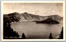 Crater Lake Oregon RPPC Wizard Island Vintage Sawyer Scenic Photo Postcard