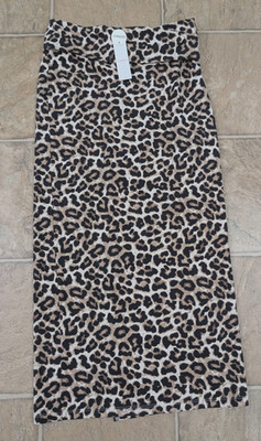 New Lindex girls US 12 Long Skirt knit waist folds down animal print 2015