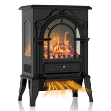 Freestanding Electric Fireplace Stove with 3D Flame Effect, 1500W/1000W Quiet