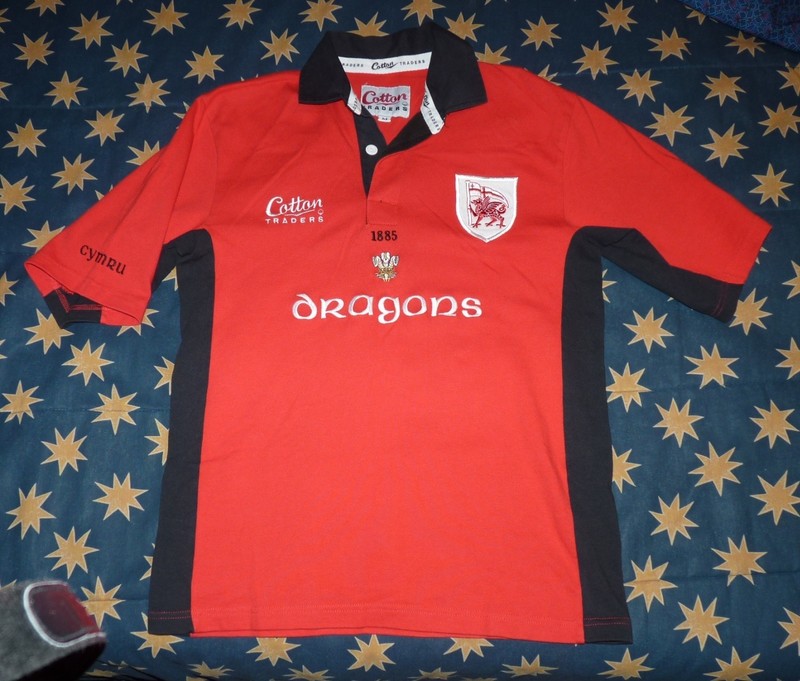 WALES WELSH DRAGONS Cotton Traders Home Rugby Jersey M Vintage Short Sleeve
