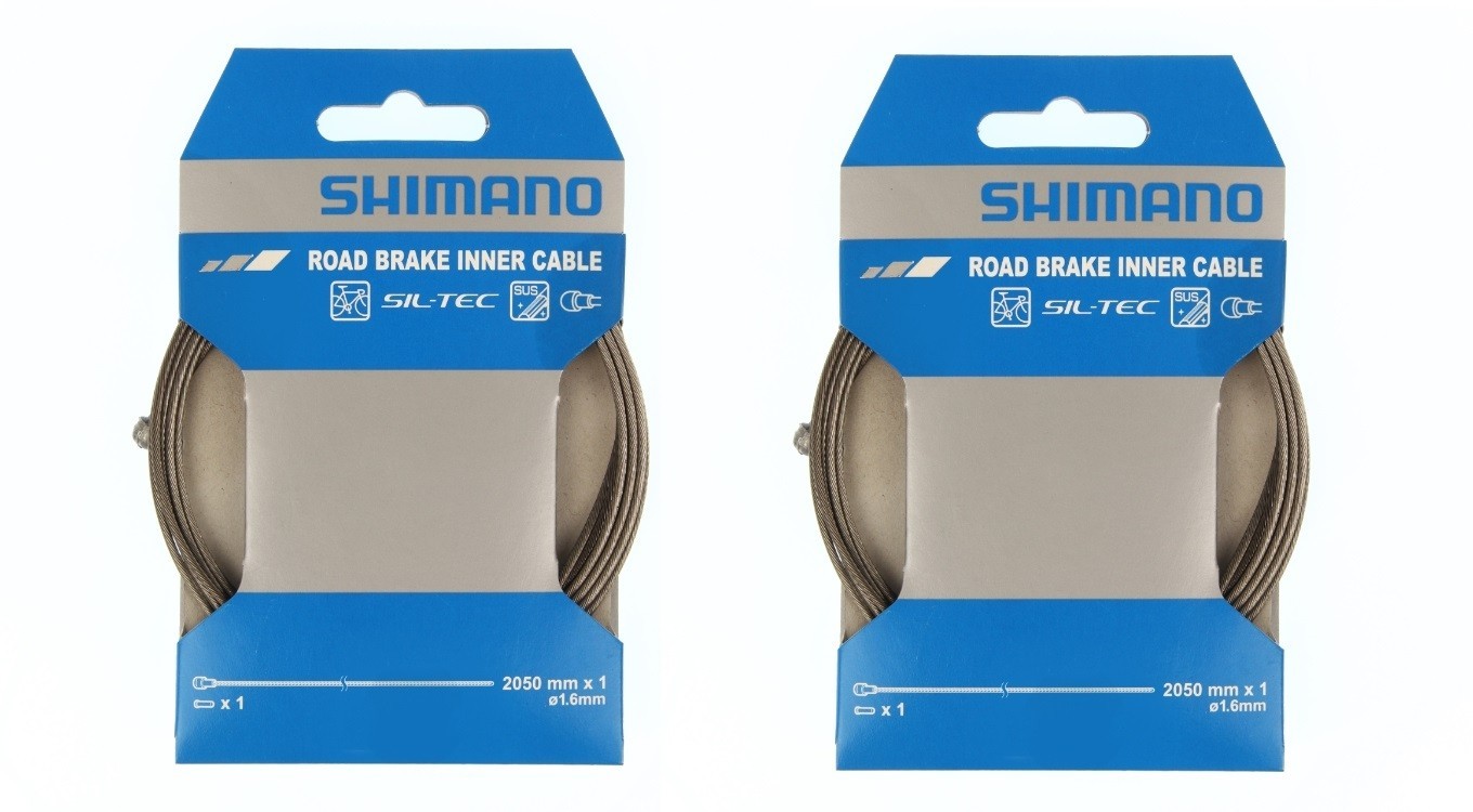 2x Cavo Interno Freno Strada Shimano SIL-TEC Acciaio Inox 1,6 x 2050mm Y80098320