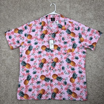 DC Classic Las Vegas Shirt 3XL Men Pineapple Palm Tree Aloha Button Up Shirt NWT