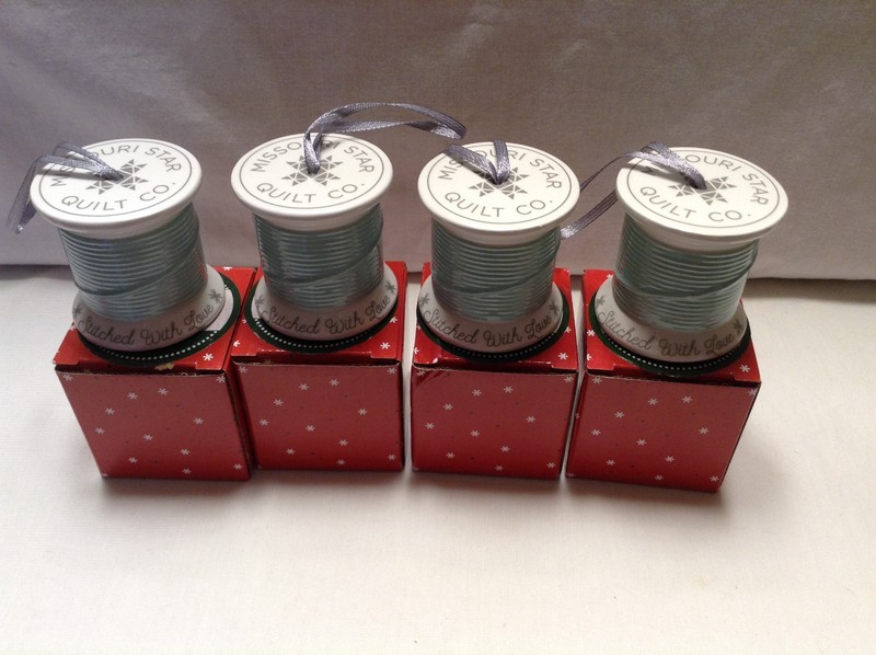 Lot of 4 Missouri Star Quilt Company Ceramic Spool Ornaments