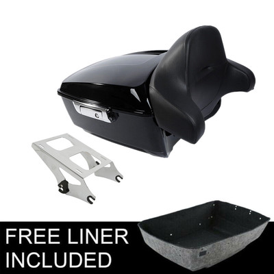 King Pack Trunk Backrest W/ Rack Fit For Harley Tour Pak Street Road Glide 14-24