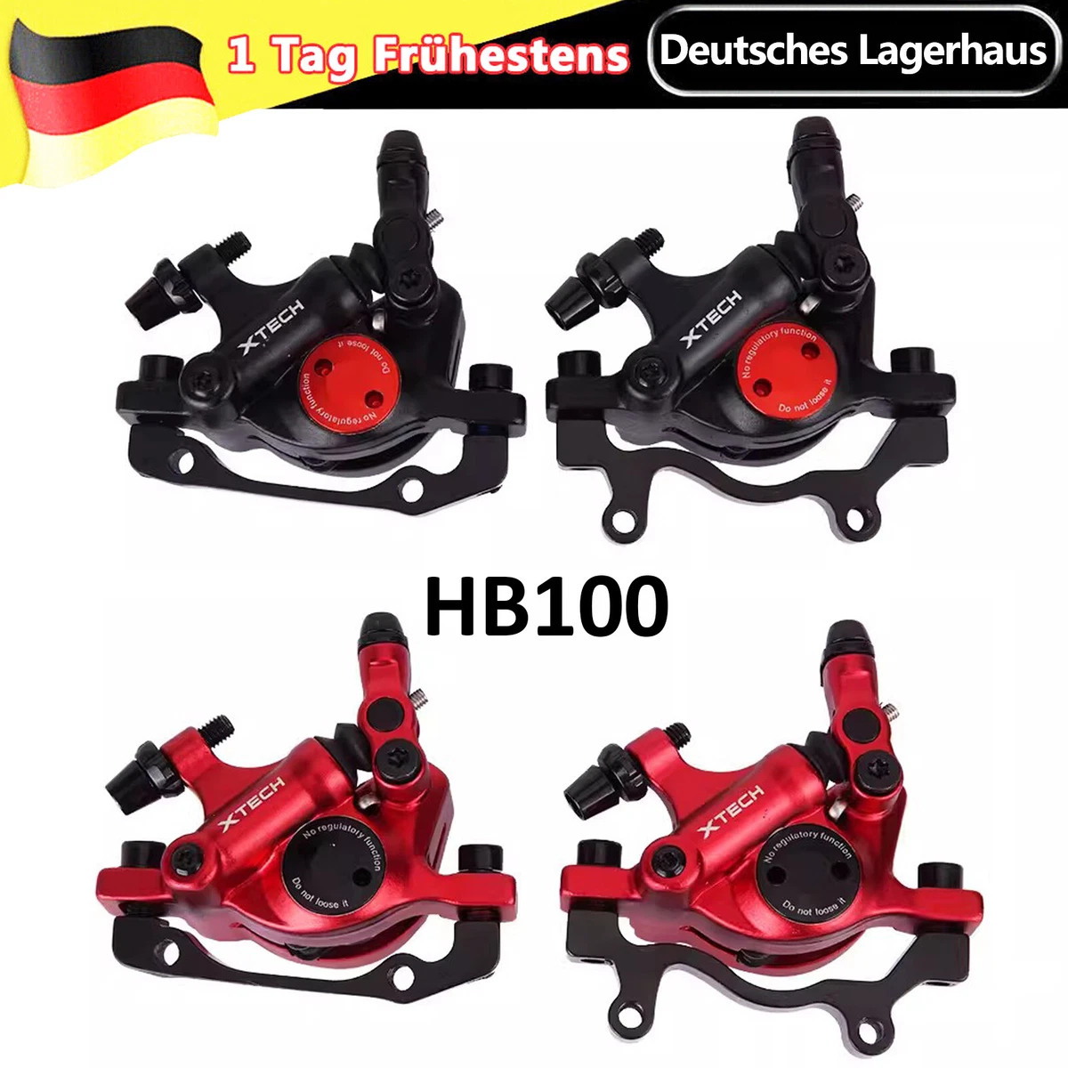 ZOOM HB-875-E Hydraulische Scheibenbremse (Set Vorne/hinten) Für E-Bike – Ohne Rotor, Rot, Doppelkolben, Open System