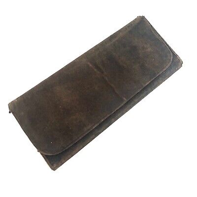 Antique Brown Leather Long Wallet Men’s Signed Early 1900s Estate 