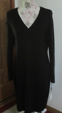 Calvin Klein Women's XL Black Knit Braided Long Sleeve Acrylic Sweater Dress