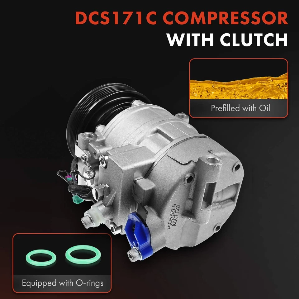 Compresor de aire acondicionado con 6 ranuras para Audi A4 A6 A8 Quattro Porsche Volkswagen 7SB16C Foto 3 de 4