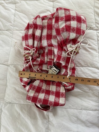 Vintage DKNY Stoff Picknick Rucksack Y2K 90er Neu mit Etikett kultig rot weiß Tischdecke italienisch - Bild 6 von 8