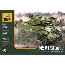 Build Army M5A1 Stuart Light Tank 1:33 Brick Model 460pcs B1003