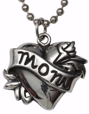 Femme Metale Mom Tattoo Herz fein Sterling Silber individueller Anhänger Kugelkette 925