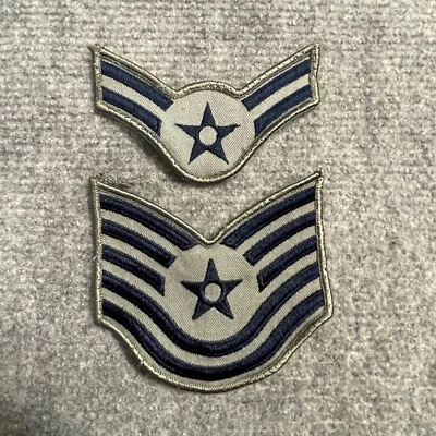 US Air Force ABU Ratings Enlisted Rank Embroidered Patch Sew On, USAF USA - Image 1 of 4