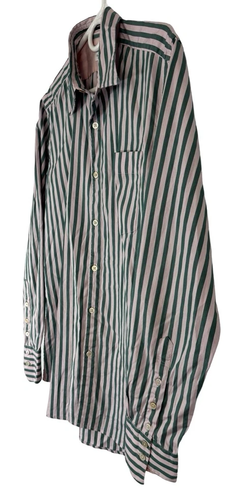 Paul Smith London Dress Shirt Mens Med Kelly Green White Striped LS Italy Made - Image 3 of 4
