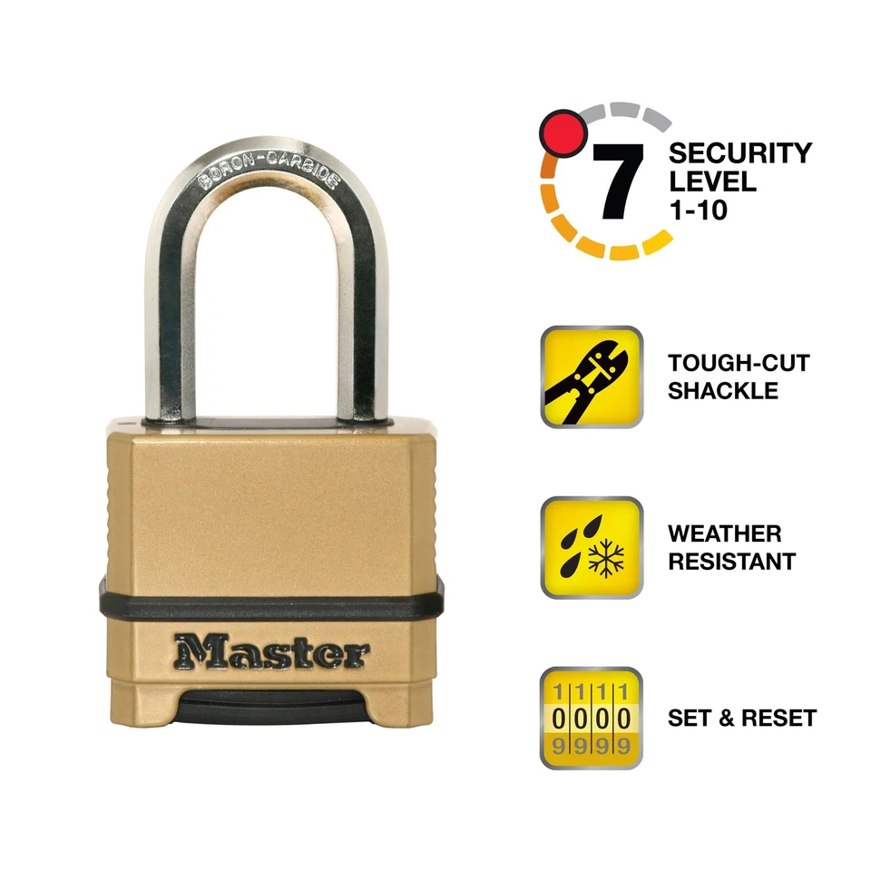	Master Lock Heavy Duty Outdoor Combination Lock 1-1/2 in. Shackle Brass Finish	 - Image 2 of 4