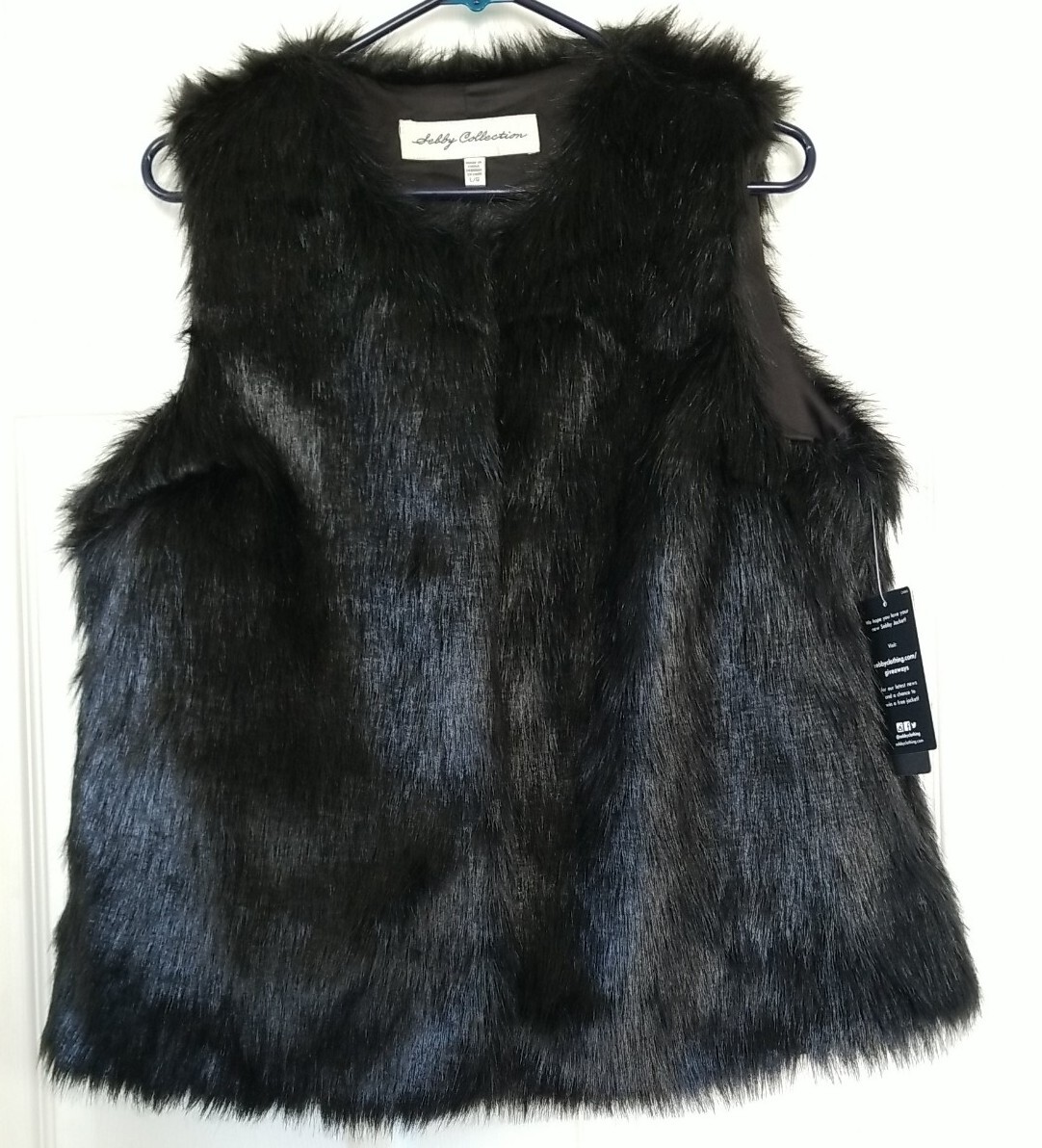 Womens Vest Sebby Collection Fur Vest SEBBY Collection Black Faux