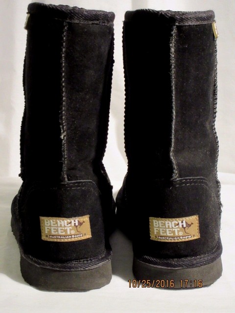 Womens BEACH FEET Australian Boots ~ Sz 6 ~ Suede Leather BLACK Exc Cond CLEAN | eBay