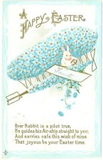 Brer Rabbit Air Ship That Wishes Happy Easter Postcard