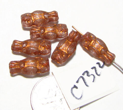 Perle de hibou tchèque en verre avec lavage cuivre 15 x 7 mm C7322 - Photo 1 sur 1