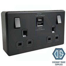 Matt Black Screwless Switches & Sockets with 32mm Black Surface Pattress BackBox