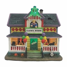 FG Square Clown Halloween Villages Porcelain House LED Light Up
